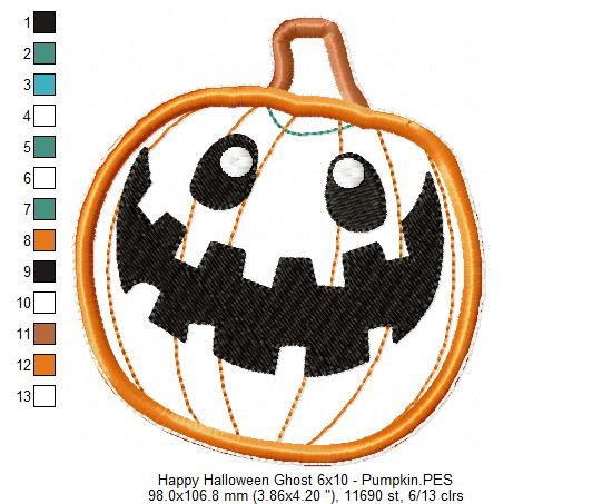 Happy Halloween Ghost Ornament - ITH Project - Machine Embroidery Design