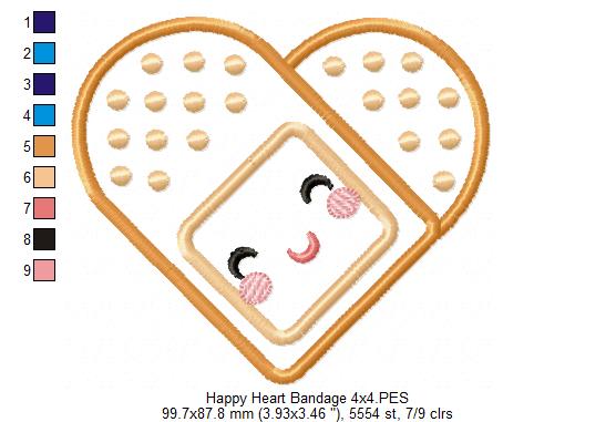 Happy Heart Bandage - Applique Embroidery