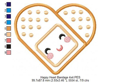 Happy Heart Bandage - Applique Embroidery