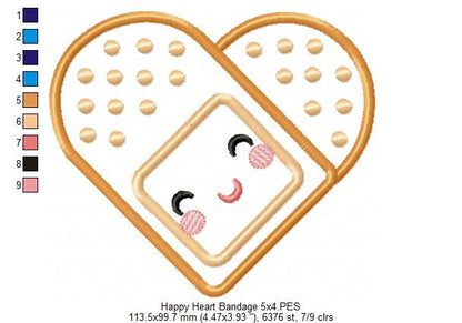 Happy Heart Bandage - Applique Embroidery