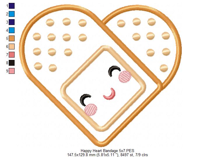 Happy Heart Bandage - Applique Embroidery