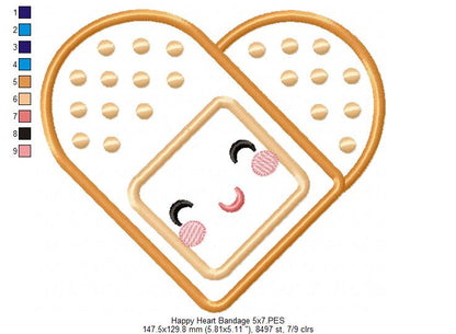 Happy Heart Bandage - Applique Embroidery