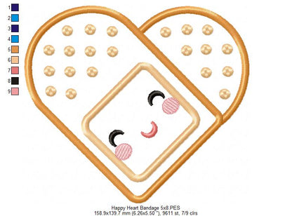Happy Heart Bandage - Applique Embroidery