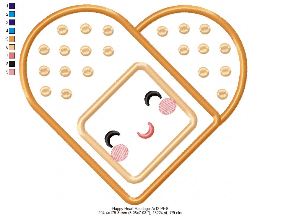 Happy Heart Bandage - Applique Embroidery