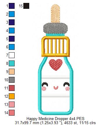 Happy Medicine Dropper - Applique Embroidery