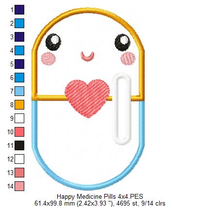 Happy Medicine Pills - Applique Embroidery