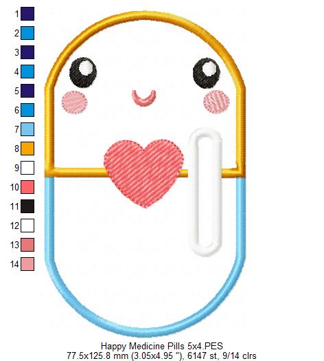 Happy Medicine Pills - Applique Embroidery