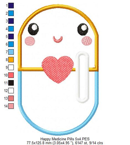 Happy Medicine Pills - Applique Embroidery