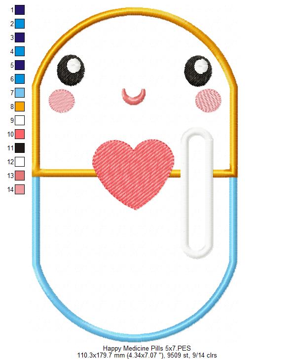 Happy Medicine Pills - Applique Embroidery