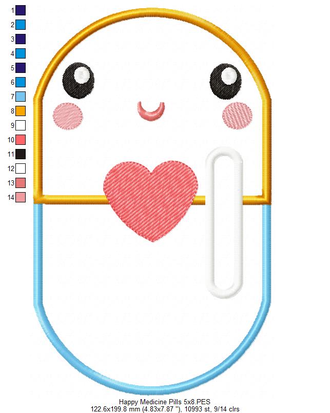Happy Medicine Pills - Applique Embroidery