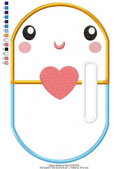 Happy Medicine Pills - Applique Embroidery
