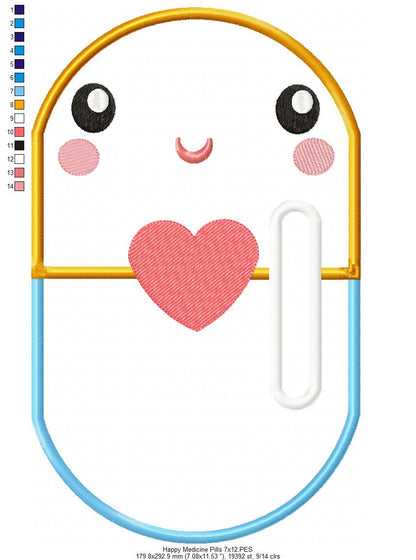Happy Medicine Pills - Applique Embroidery