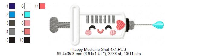 Happy Medicine Shot - Applique Embroidery