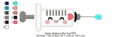 Happy Medicine Shot - Applique Embroidery