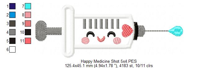 Happy Medicine Shot - Applique Embroidery