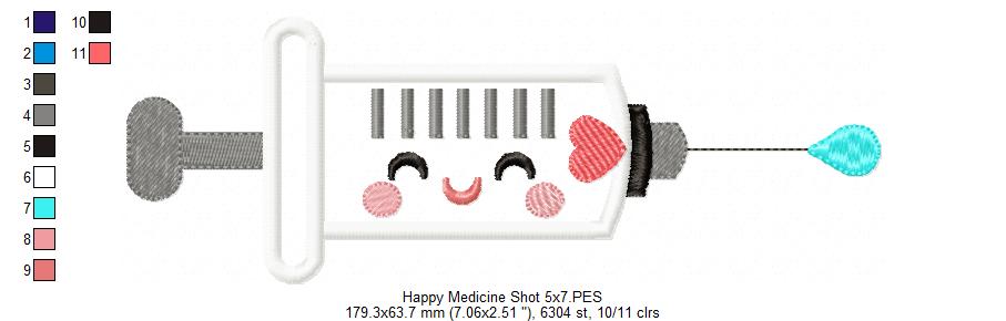 Happy Medicine Shot - Applique Embroidery