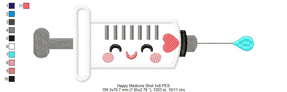 Happy Medicine Shot - Applique Embroidery