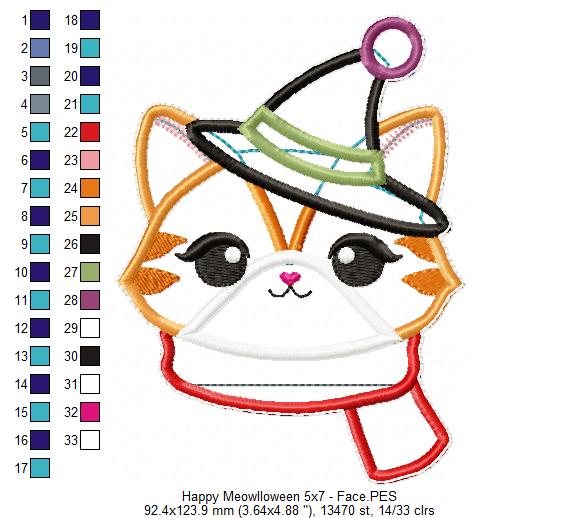 Happy Meowlloween Bookmarker - ITH Project - Machine Embroidery Design (cópia)