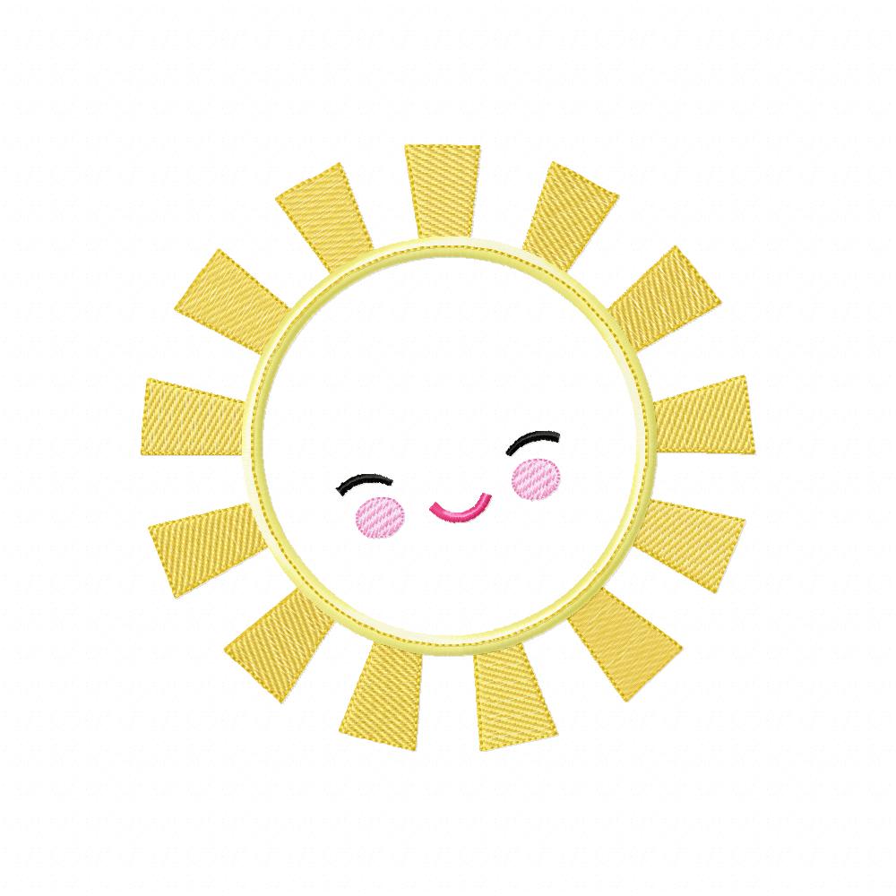 Happy Sun, Sunshine, Summer - Applique - Machine Embroidery Design