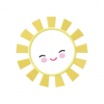 Happy Sun, Sunshine, Summer - Applique - Machine Embroidery Design