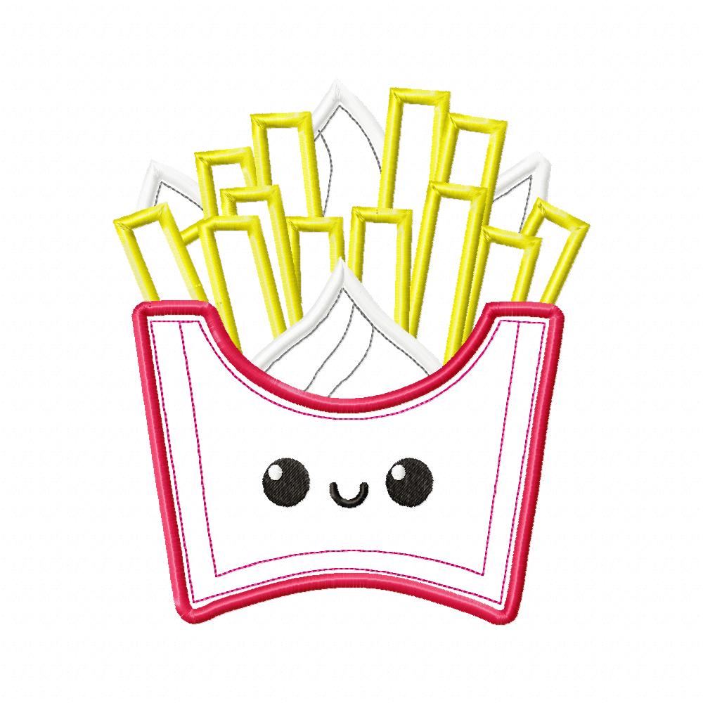 Happy French Fries - Applique - Machine Embroidery Design