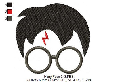 Wizard Boy Face - Fill Stitch - Machine Embroidery Design