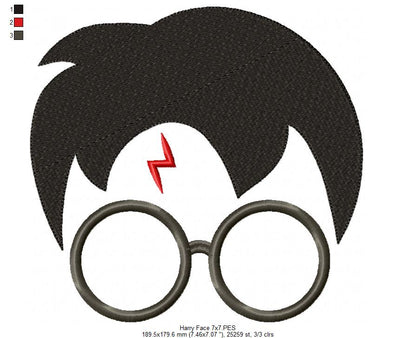 Wizard Boy Face - Fill Stitch - Machine Embroidery Design