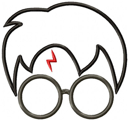 Wizard Boy Face - Applique - Machine Embroidery Design