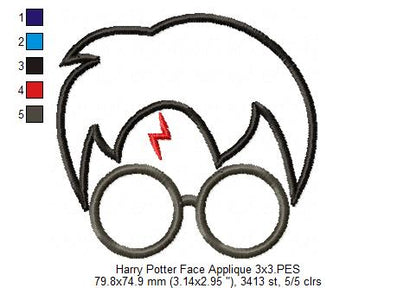 Wizard Boy Face - Applique - Machine Embroidery Design