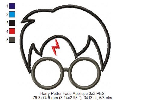 Wizard Boy Face - Applique - Machine Embroidery Design