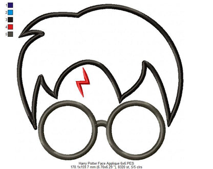 Wizard Boy Face - Applique - Machine Embroidery Design