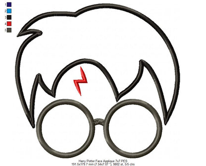 Wizard Boy Face - Applique - Machine Embroidery Design