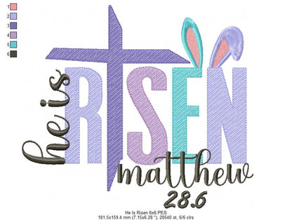 He is Risen - Fill Stitch - Machine Embroidery Design