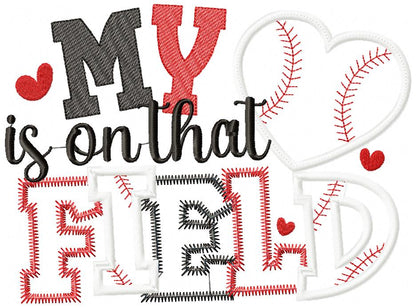 My Heart is on That Field - Applique - Machine Embroidery Design