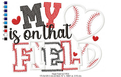 My Heart is on That Field - Applique - Machine Embroidery Design