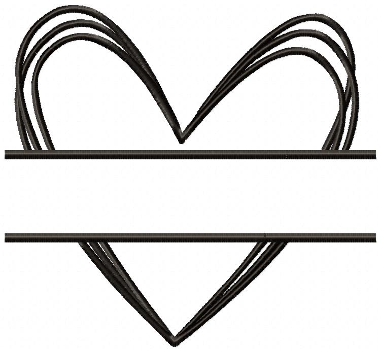 Sketch Name Frame Heart - Fill Stitch - Machine Embroidery Design