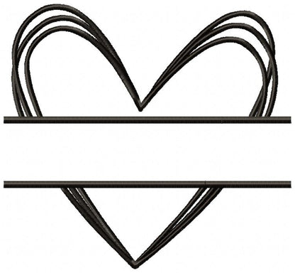 Sketch Name Frame Heart - Fill Stitch - Machine Embroidery Design