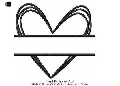 Sketch Name Frame Heart - Fill Stitch - Machine Embroidery Design