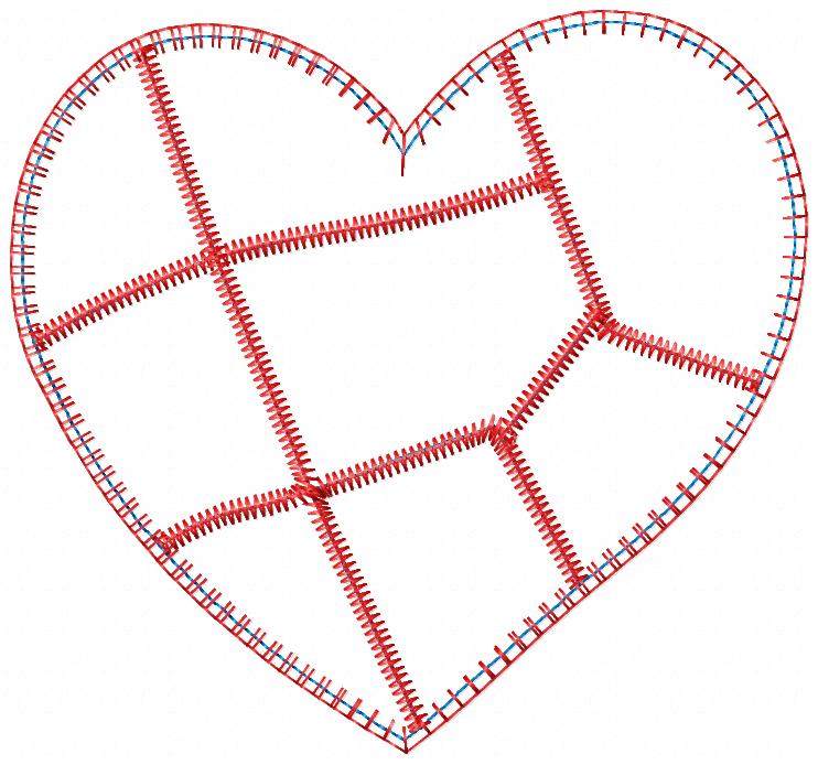 Patchwork Heart Love – Patchwork Stitch – Machine Embroidery Design