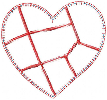 Patchwork Heart Love – Patchwork Stitch – Machine Embroidery Design