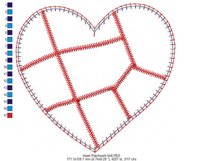 Patchwork Heart Love – Patchwork Stitch – Machine Embroidery Design