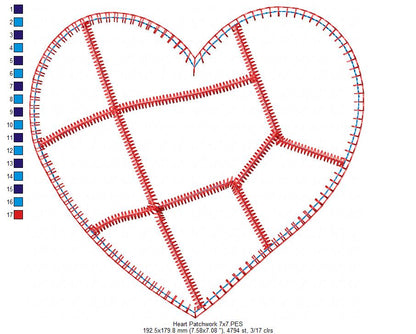 Patchwork Heart Love – Patchwork Stitch – Machine Embroidery Design