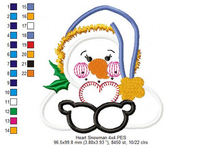 💝 Huggable Snowman Love ❄️ – Applique – Machine Embroidery Design