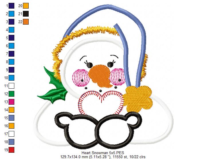 💝 Huggable Snowman Love ❄️ – Applique – Machine Embroidery Design