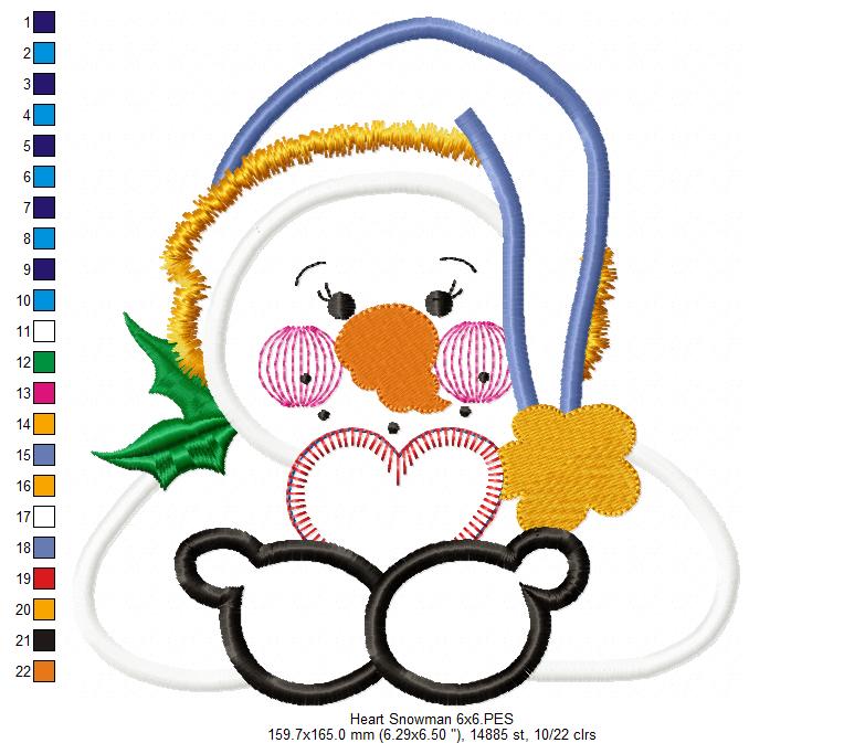 💝 Huggable Snowman Love ❄️ – Applique – Machine Embroidery Design