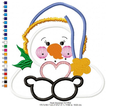 💝 Huggable Snowman Love ❄️ – Applique – Machine Embroidery Design