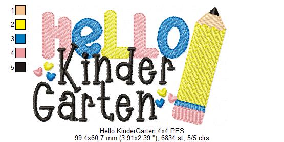 Hello Kindergarten Pencil - Rippled Stitch