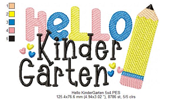 Hello Kindergarten Pencil - Rippled Stitch