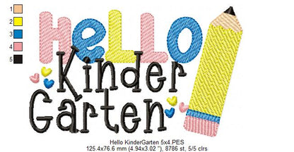 Hello Kindergarten Pencil - Rippled Stitch