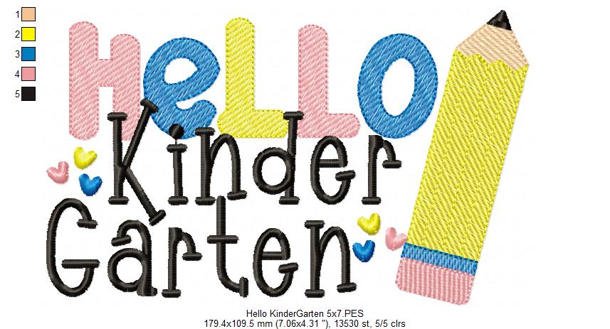 Hello Kindergarten Pencil - Rippled Stitch